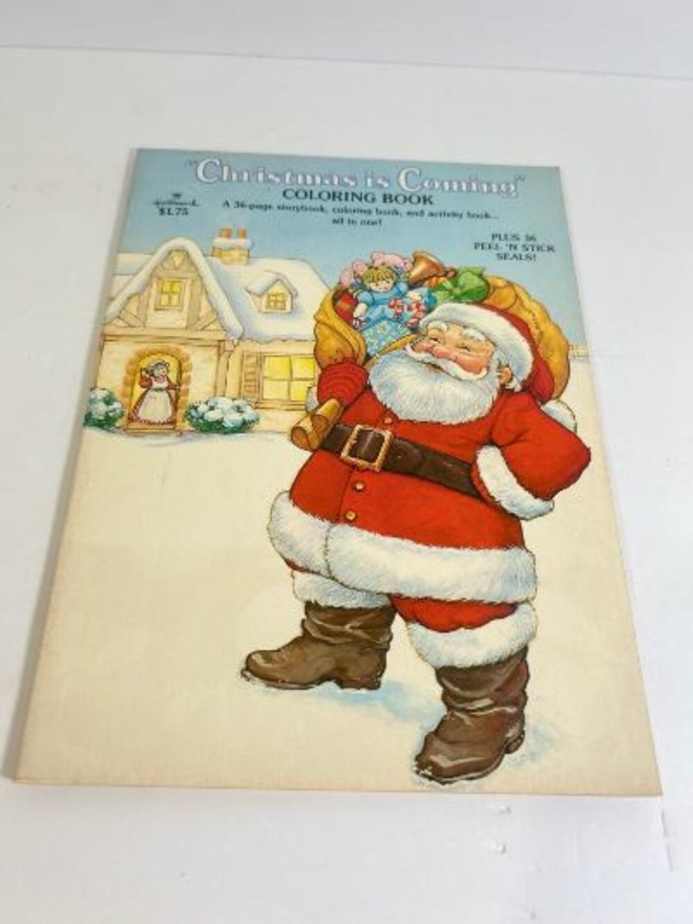 Christmas is Coming Coloring Book Hallmark 1980 Vintage Unused Stickers Holiday